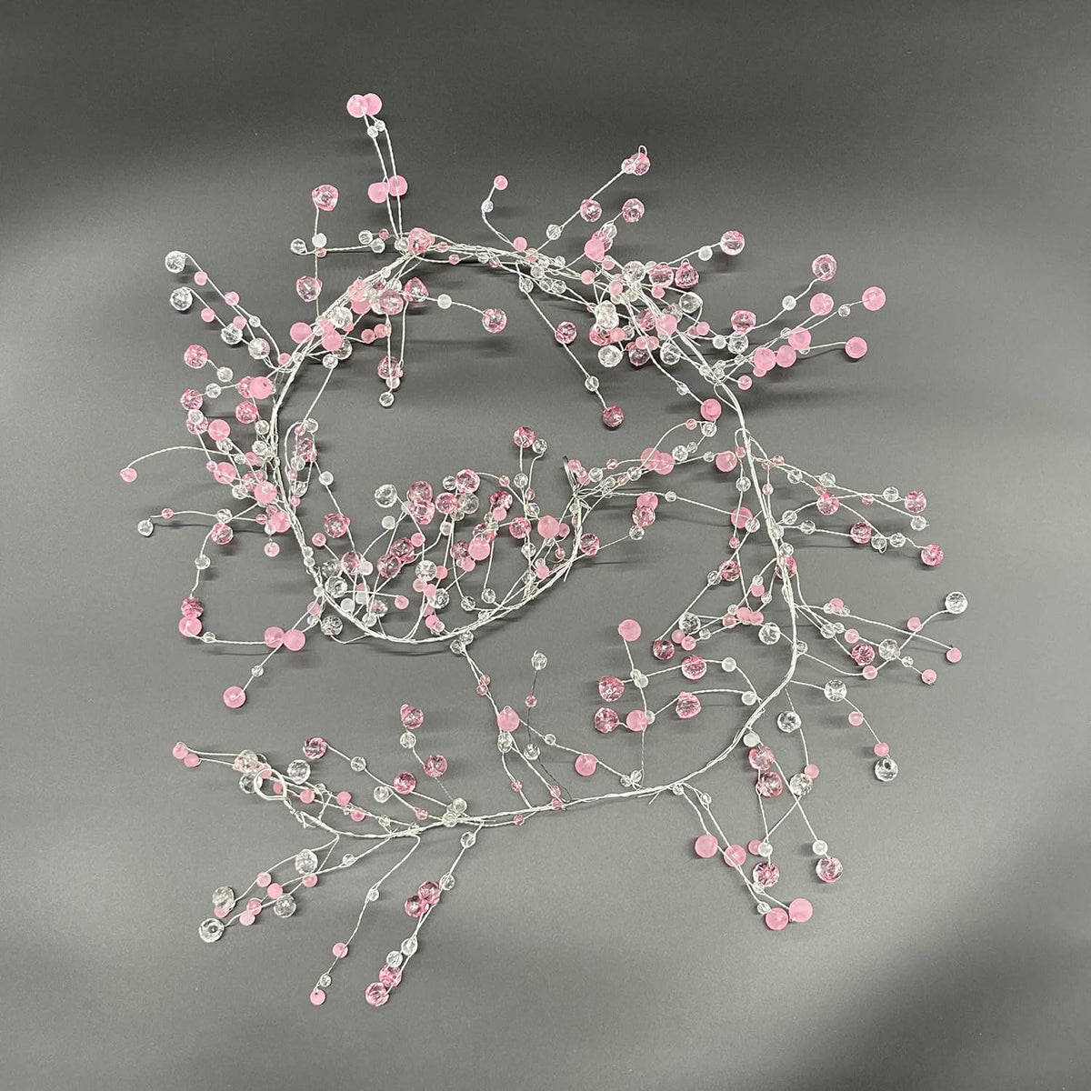 Hint of Pink Wired Crystal Garland 42"