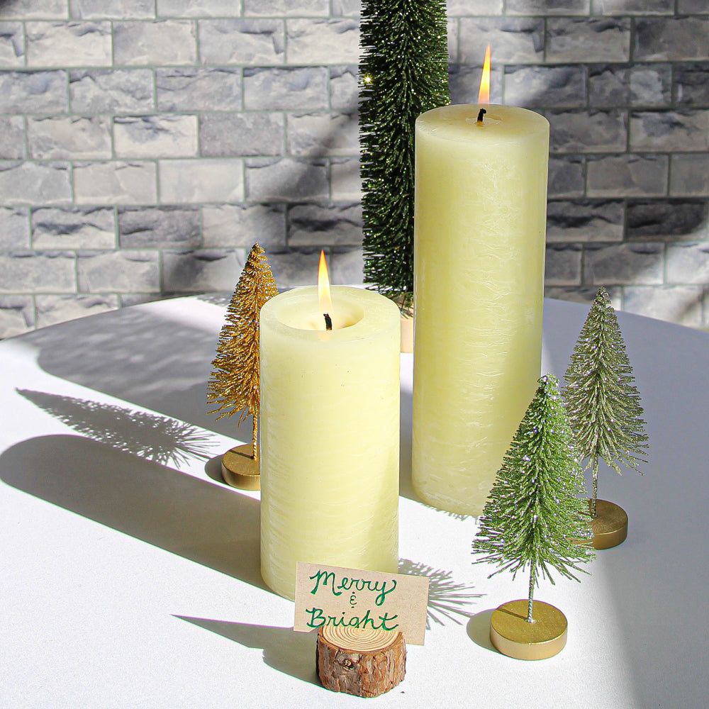 Richland Rustic Pillar Candle 3"x 6" Ivory Set of 12