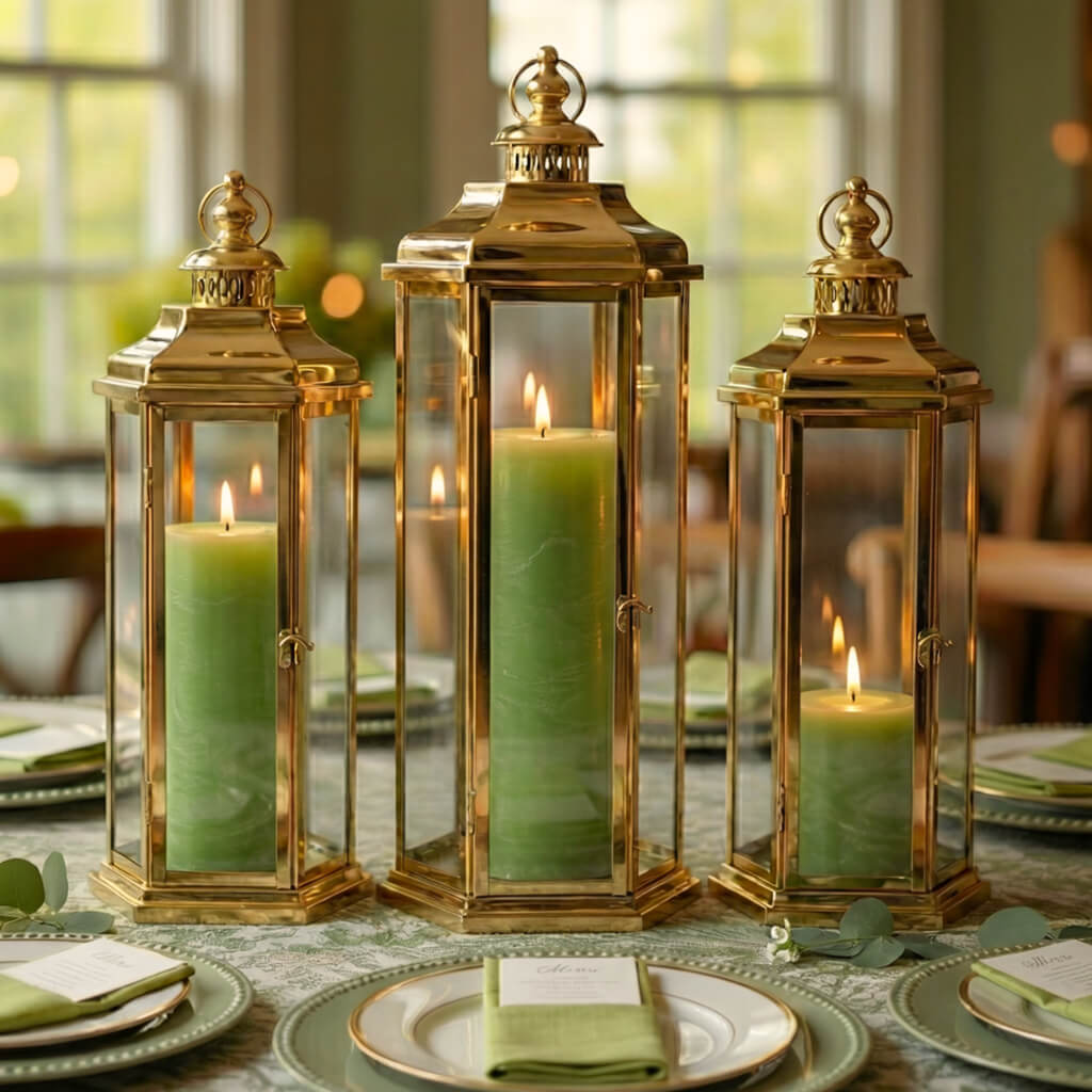 Richland Rustic Pillar Candle 3"x 6" Green Set of 6