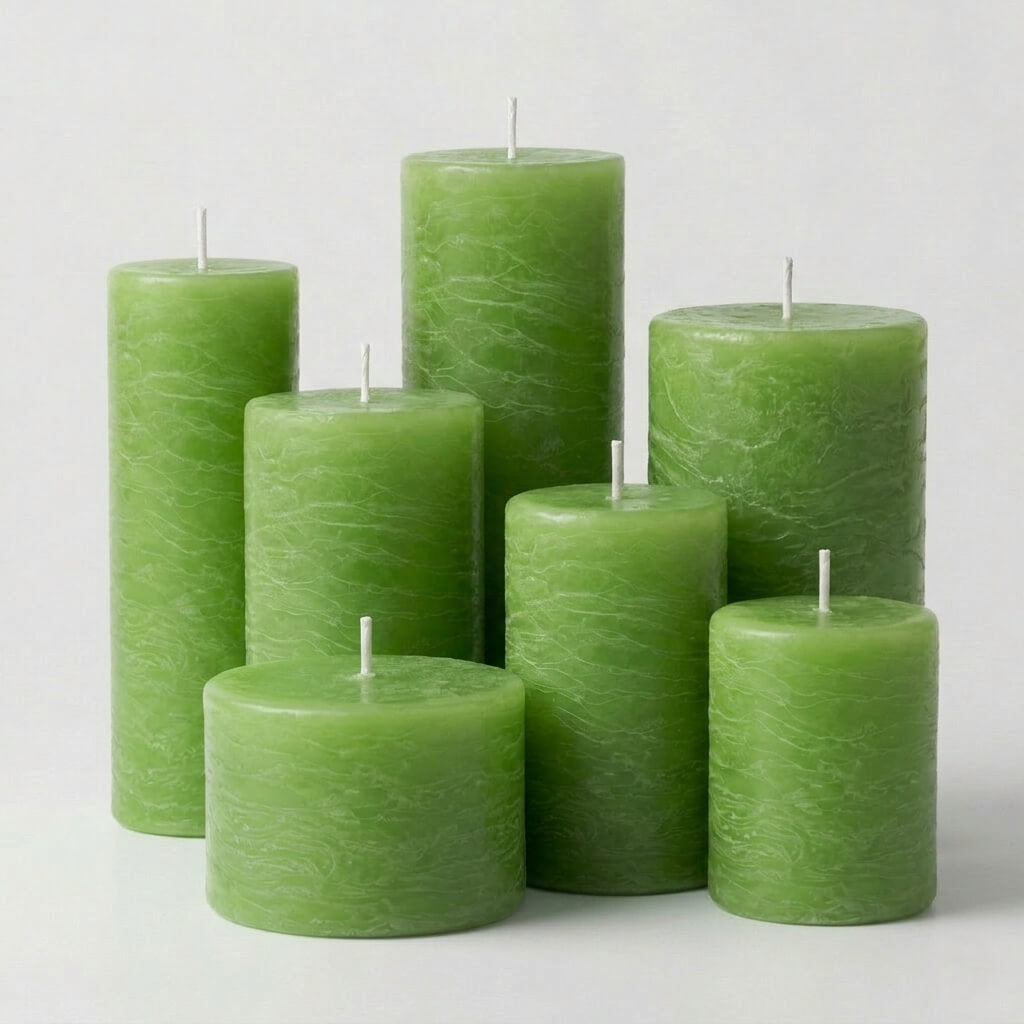 Richland Rustic Pillar Candle 3"x 6" Green Set of 6