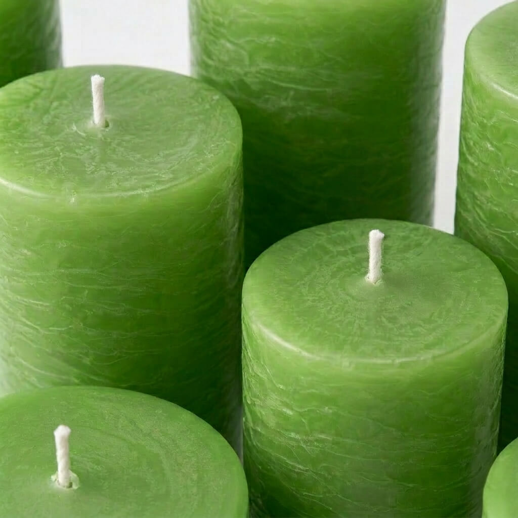 Richland Rustic Pillar Candle 3"x 6" Green Set of 6