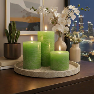 Richland Rustic Pillar Candle 3"x 6" Green Set of 6