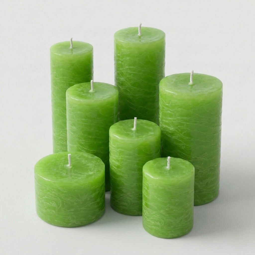 Richland Rustic Pillar Candle 3"x 6" Green Set of 6