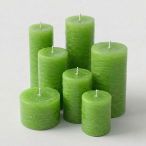 Richland Rustic Pillar Candle 3"x 6" Green Set of 6