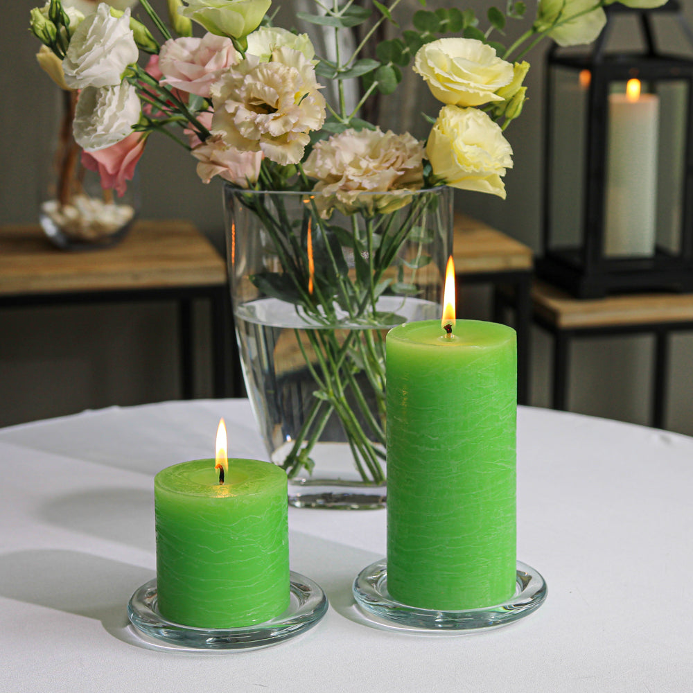 Richland Rustic Pillar Candle 3"x 6" Green Set of 24