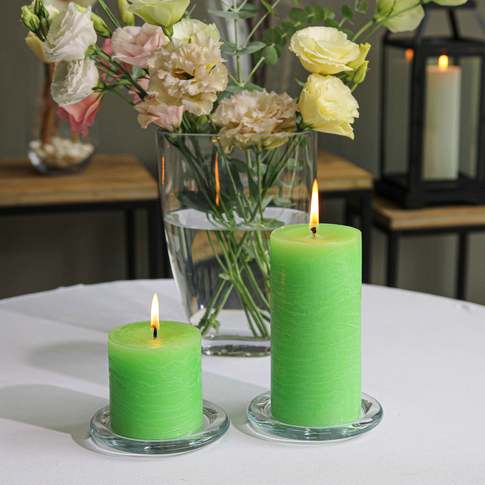 Richland Rustic Pillar Candle 3"x 6" Green Set of 6