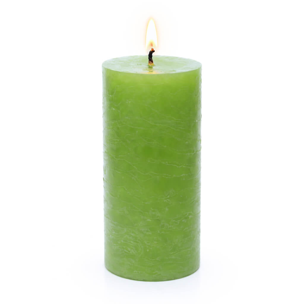 Richland Rustic Pillar Candle 3"x 6" Green Set of 6
