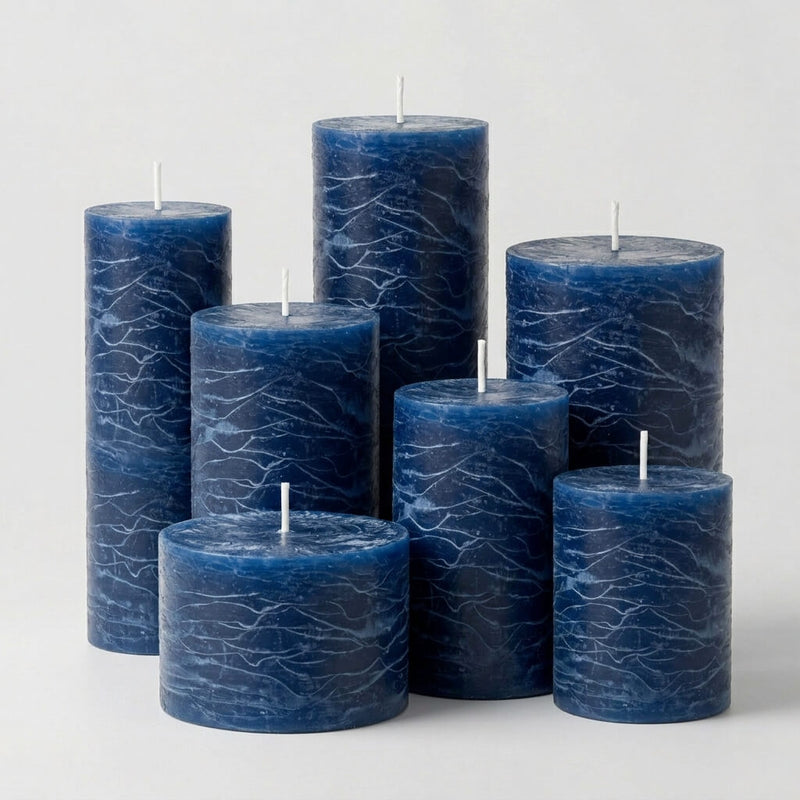 Richland Rustic Pillar Candle 3"x 3" Navy Blue - thumbnail number 3