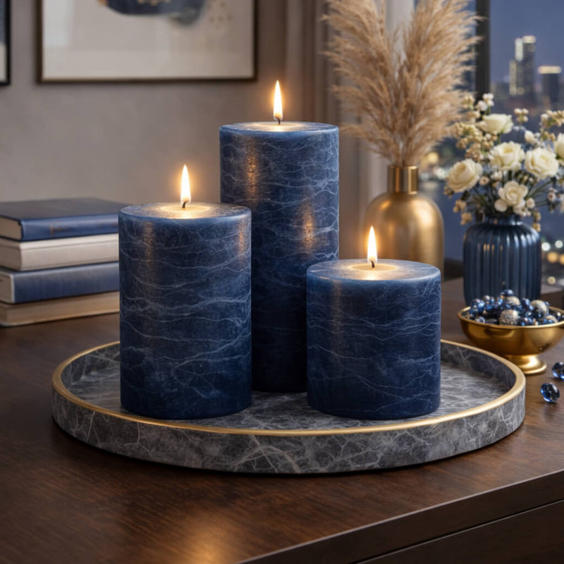 Richland Rustic Pillar Candle 3"x 3" Navy Blue - thumbnail number 10