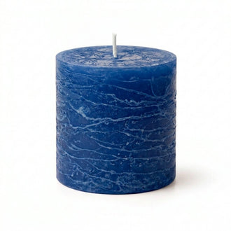 Richland Rustic Pillar Candle 3"x 3" Navy Blue