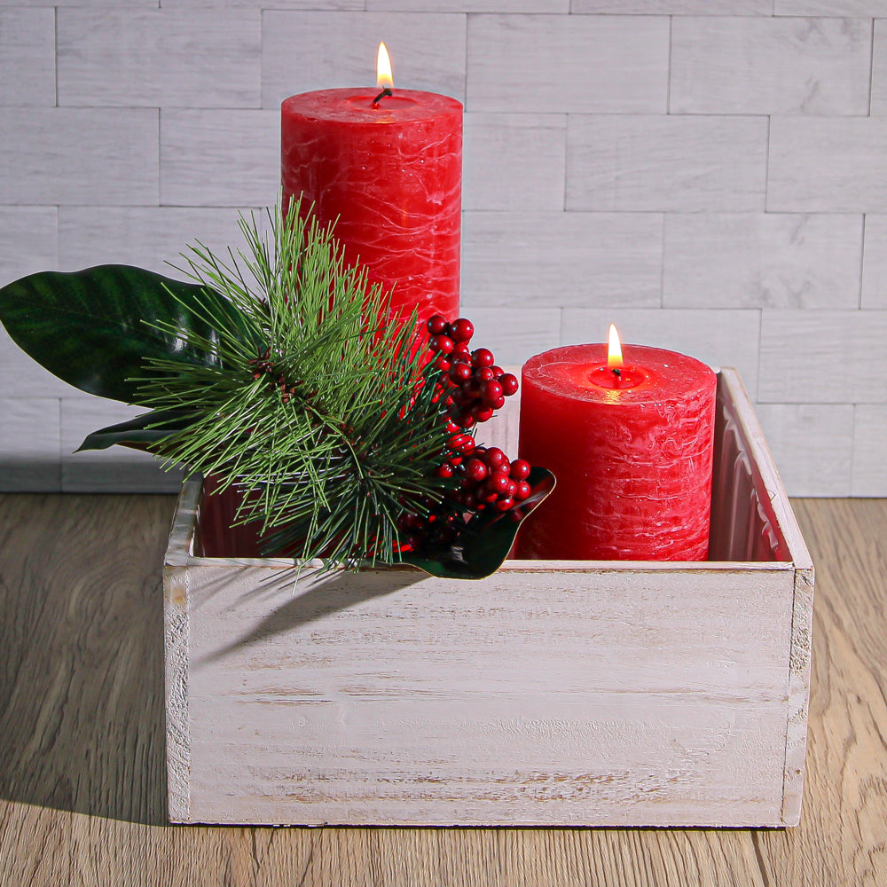 Richland Rustic Pillar Candle 3"x 9" Red Set of 24