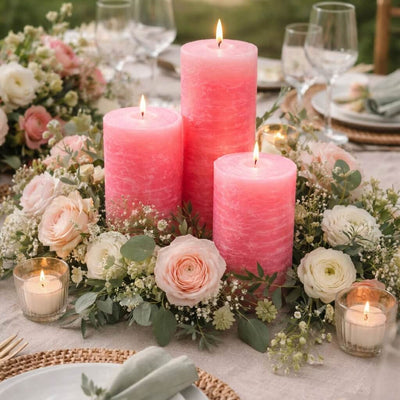 Richland Rustic Pillar Candle 3"x 6" Pink Set of 12 - thumbnail number 6