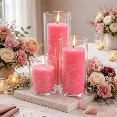 Richland Rustic Pillar Candle 3"x 6" Pink Set of 12 - thumbnail number 8