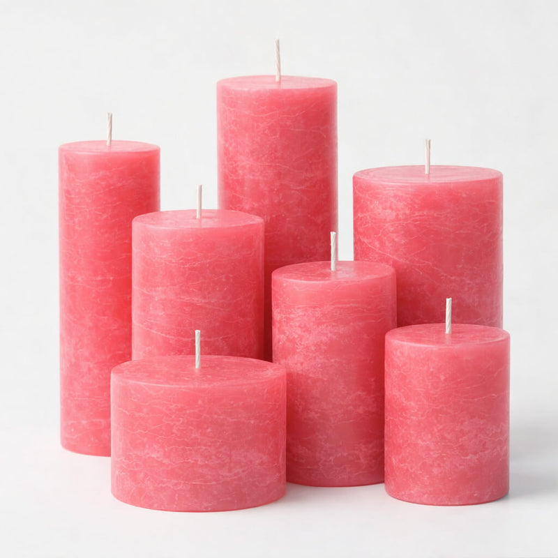 Richland Rustic Pillar Candle 3"x 6" Pink Set of 12 - thumbnail number 3