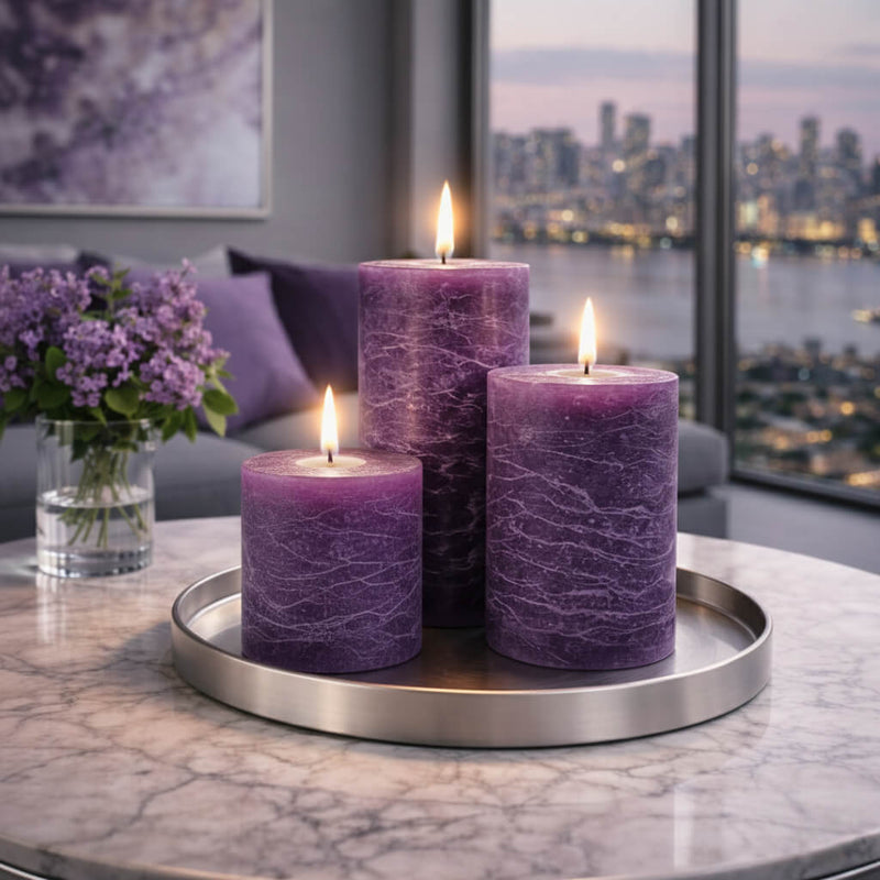 Richland Rustic Pillar Candle 3"x 3" Purple - thumbnail number 10