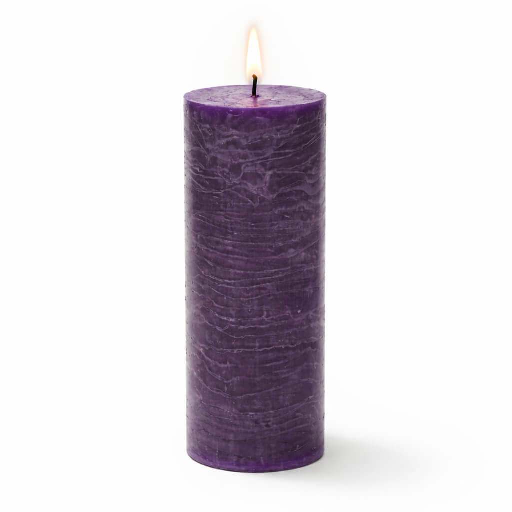 Richland Rustic Pillar Candle 3"x 9" Purple Set of 24