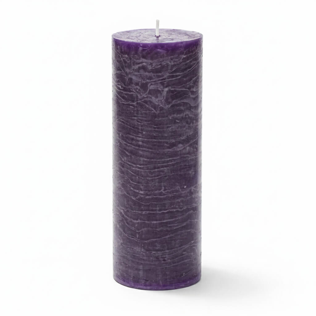 Richland Rustic Pillar Candle 3"x 9" Purple Set of 24