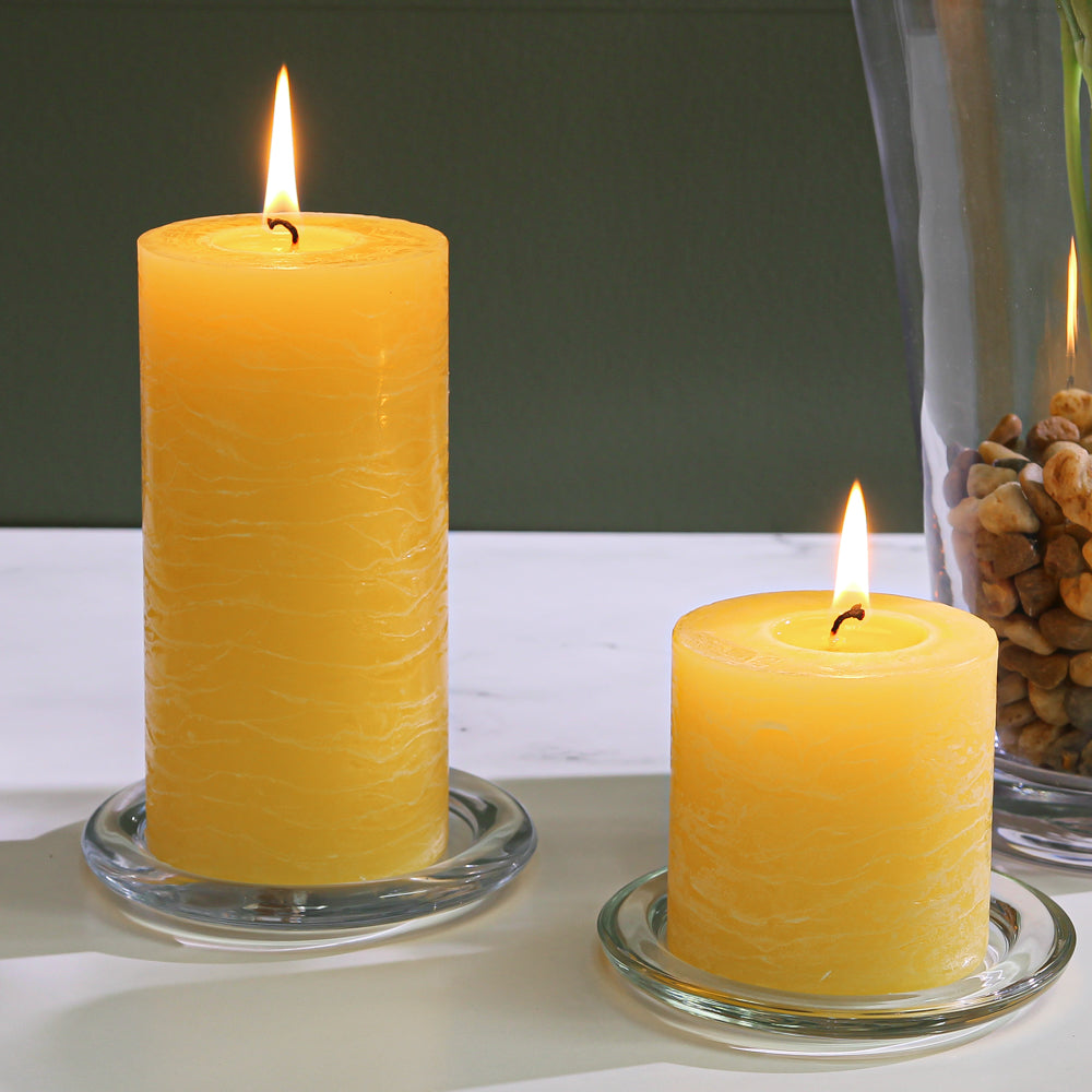 Richland Rustic Pillar Candle 3"x 6" Yellow Set of 12