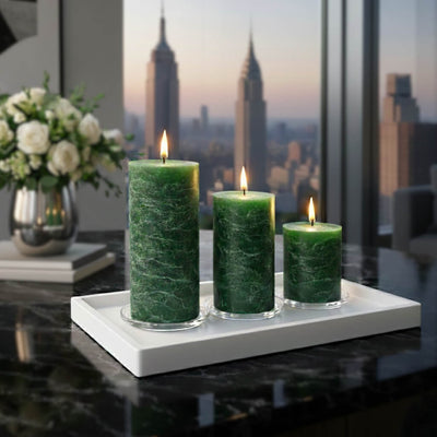 Richland Rustic Pillar Candle 3"x 3" Dark Green - thumbnail number 10