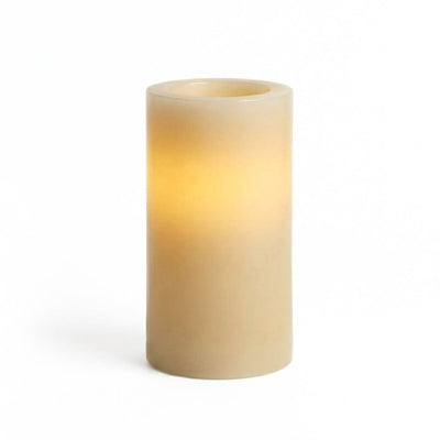 Glowing Flameless LED pillar candle 3x6 ivory on white background - thumbnail number 2