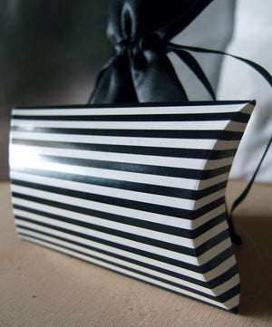 Black and White Stripe Pillow Favor Boxes 3x4.5 (Pack of 12)