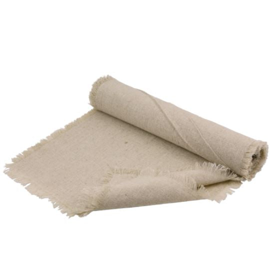 Fringed Edge Linen Table Runner 12.5in x 120in