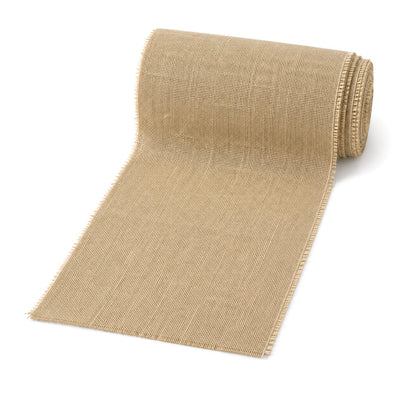 Rolled burlap table runner with frayed edges - thumbnail number 2