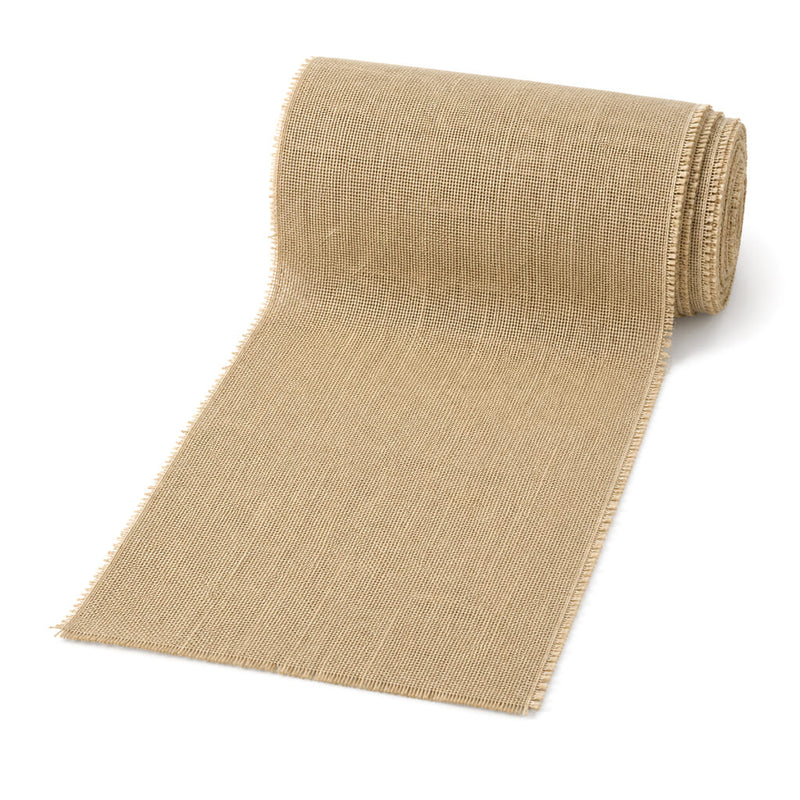 Rolled burlap table runner with frayed edges - thumbnail number 2