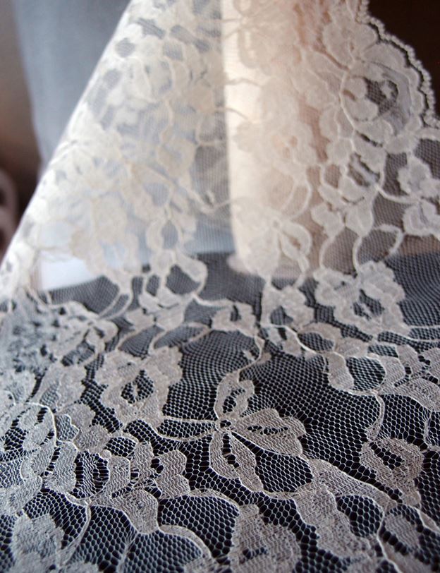 Ivory Chantilly Lace Runner and Sash 14in x 10yds