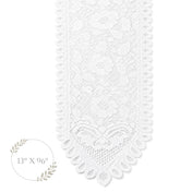 13"x96" Ivory floral lace table runner on a white background - thumbnail number 1