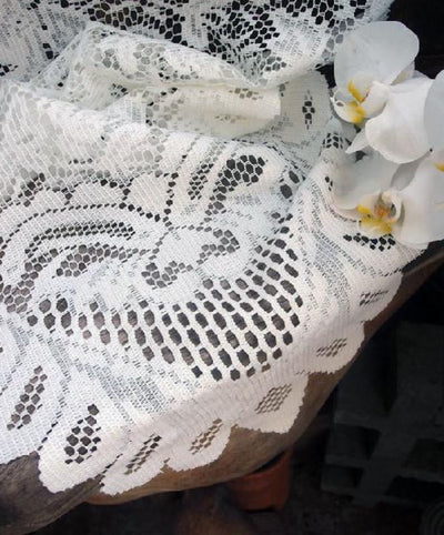 Floral Lace Table Runner Ivory 13" x 120" - thumbnail number 3