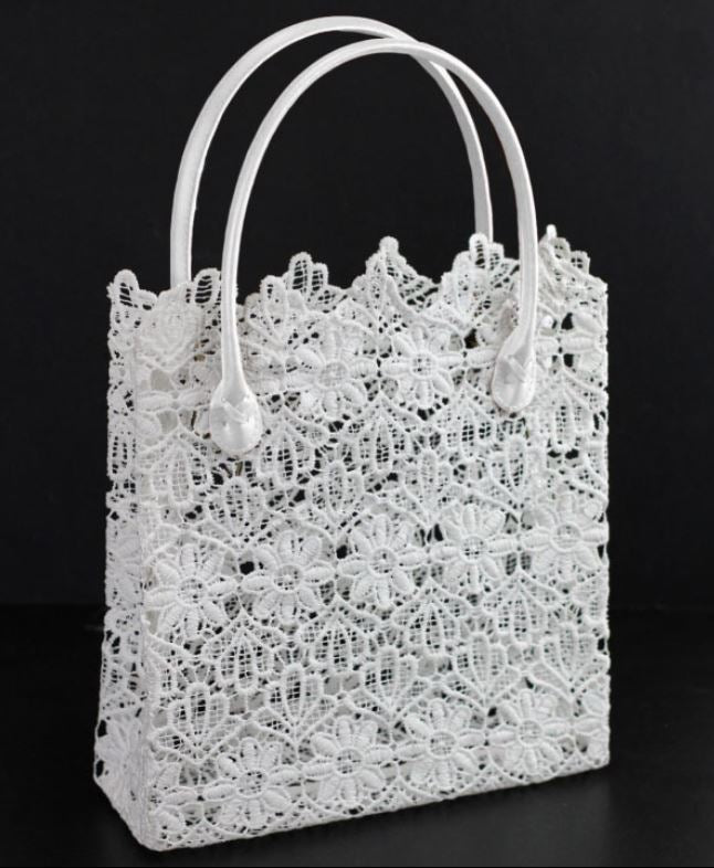 White Lace Tote Bag 17"
