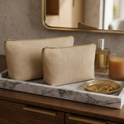 Two zippered burlap bags on a marble tray with perfume and jewelry - thumbnail number 3