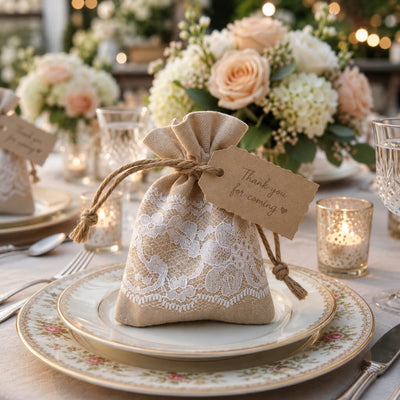 Linen and Lace Detail Favor Bags 3x4 (Set of 12) - thumbnail number 4