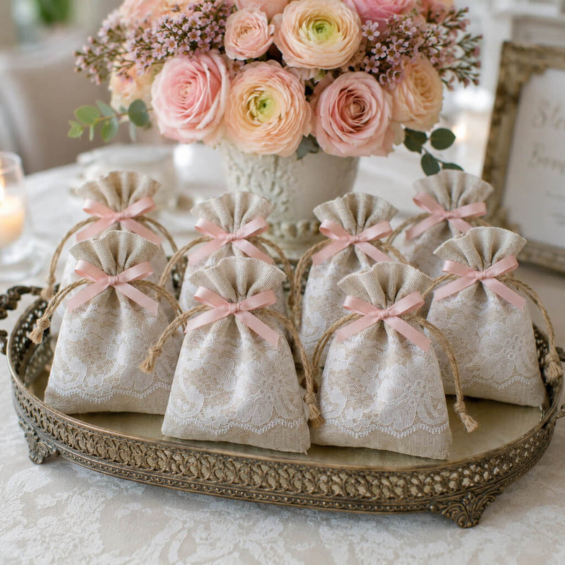 Linen and Lace Detail Favor Bags 3x4 (Set of 12) - thumbnail number 5
