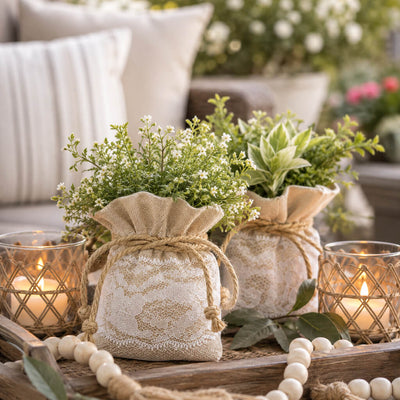 Linen and Lace Detail Favor Bags 3x4 (Set of 12) - thumbnail number 9