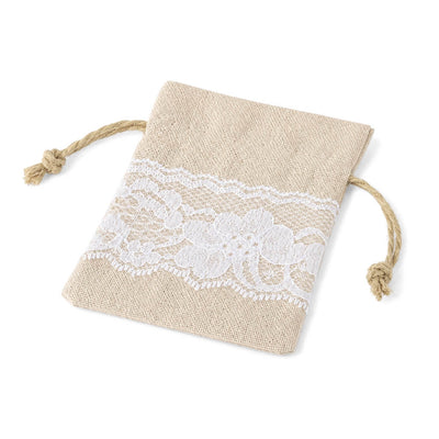 Linen and Lace Detail Favor Bags 3x4 (Set of 12)