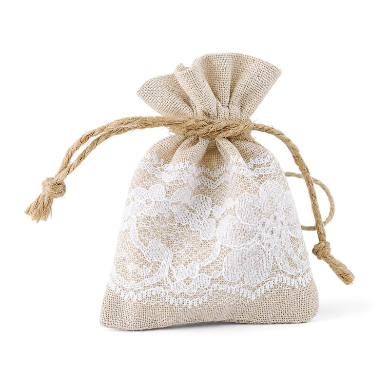 Linen and Lace Detail Favor Bags 3x4 (Set of 12) - thumbnail number 2