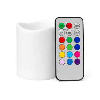 Richland Flameless LED Remote Control Wavy Top Pillar Candle White 3"x3" Set of 3