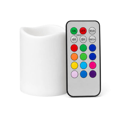 Richland Flameless LED Remote Control Wavy Top Pillar Candle White 3"x3" Set of 3