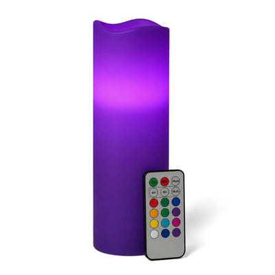 Purple battery-operated pillar candle with remote control - thumbnail number 9