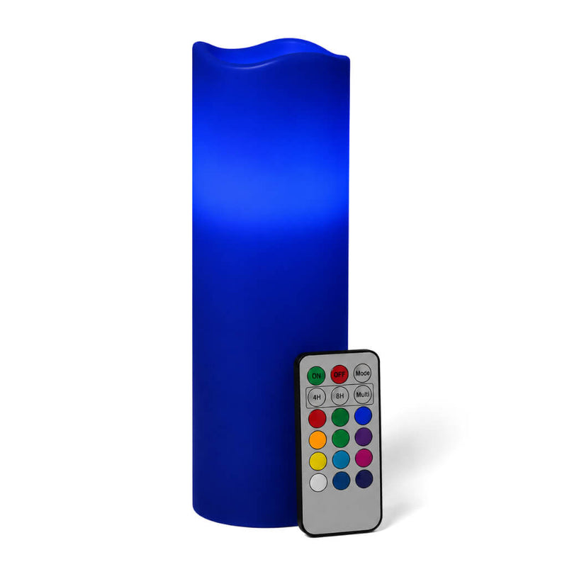 Royal blue LED pillar candle with remote control on white background - thumbnail number 3