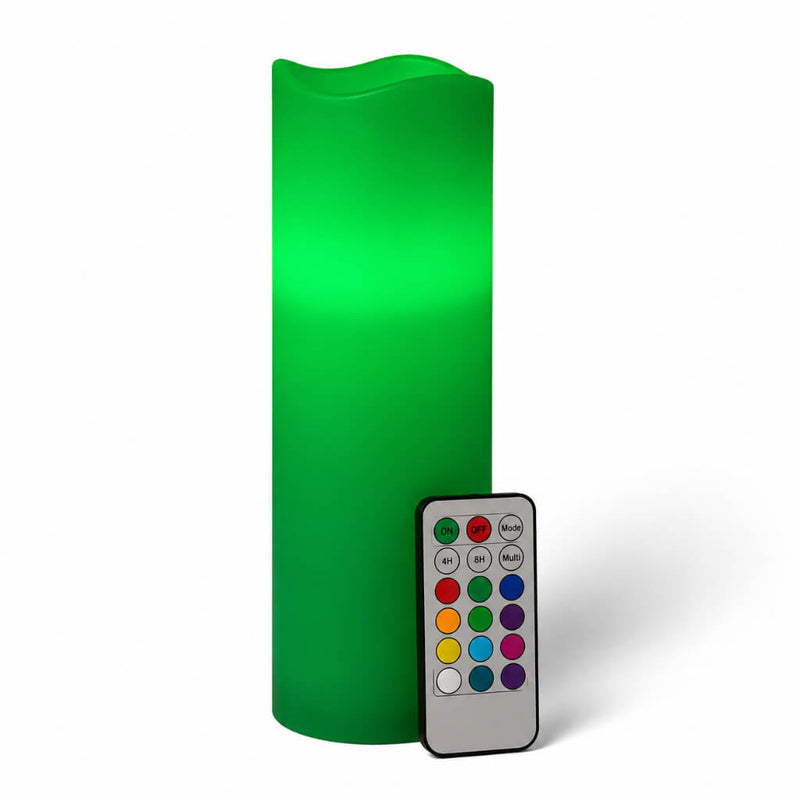 Green battery-operated pillar candle with remote control - thumbnail number 2