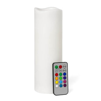 Richland Flameless LED Remote Control Wavy Top Pillar Candle White 3"x9" Set of 3