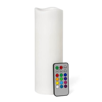 Richland Flameless LED Remote Control Wavy Top Pillar Candle White 3"x9" Set of 3