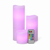 Lavender battery-operated pillar candles in three sizes with remote - thumbnail number 5
