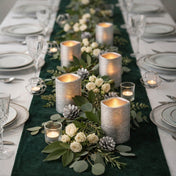 Silver Metallic Wavy Top LED Candle with greenery table centerpiece - thumbnail number 3