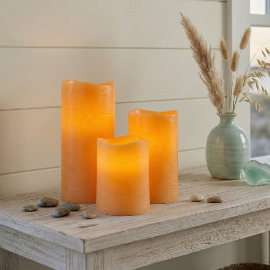 Richland LED Big Pillar Candles Ivory 6” x 10” Set of 4 - Quick
