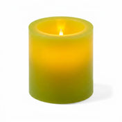 Green LED Votive Candle with warm flickering light on white background - thumbnail number 2