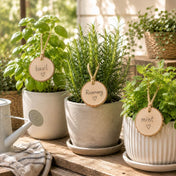 Birch Round Hanging Tags Naturallabeling potted herbs like basil, rosemary, and mint - thumbnail number 7
